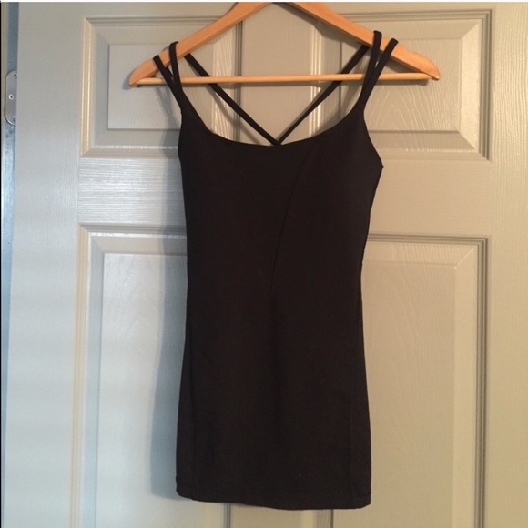 lululemon athletica Tops - Black Lululemon 6 Shelf Bra Tank Mesh EUC